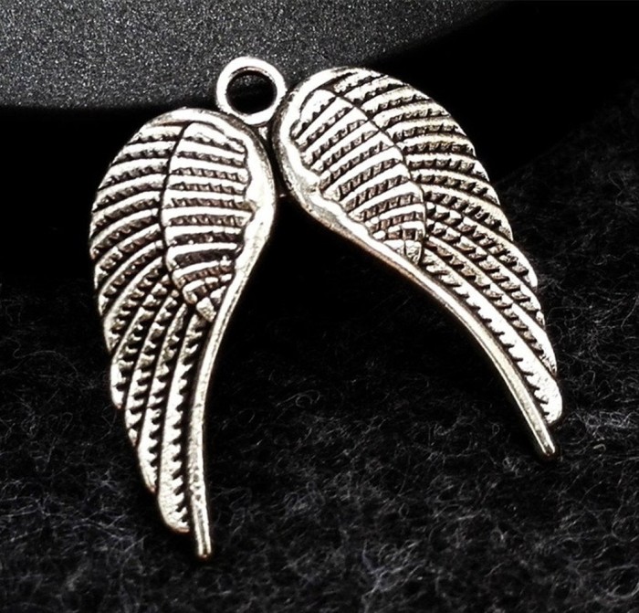 Angel wing- Antique Tibetan Silver Tone Angel Wing Charms Pendants Findings (#3010053)