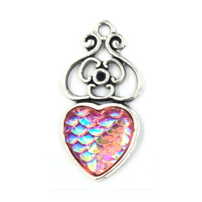 wholesale.12mm Mermaid silver charms, Mermaid scale, Holographic pendants, silver mermaid, dragon skin pendant, snake skin charm