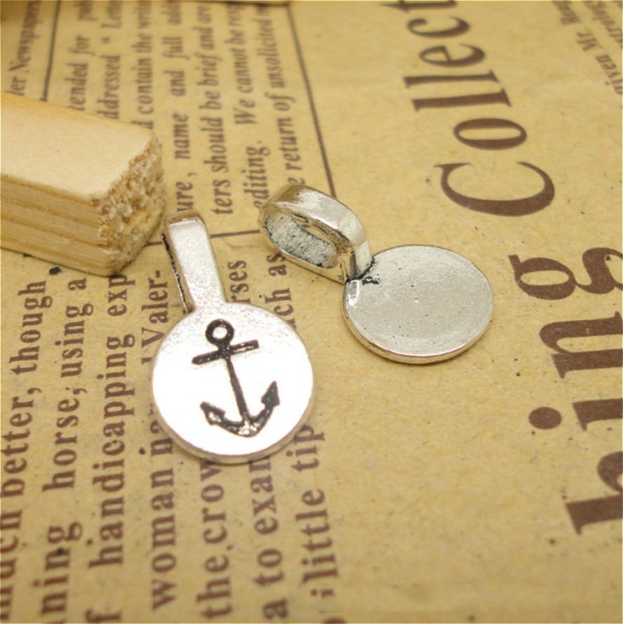 WHOLESALE 100pcs/200pcs Small Glue On Jewellery Bails Antique Silver Plated Stick On Pendant Pad Settings, Jewellery Making Bails Findings