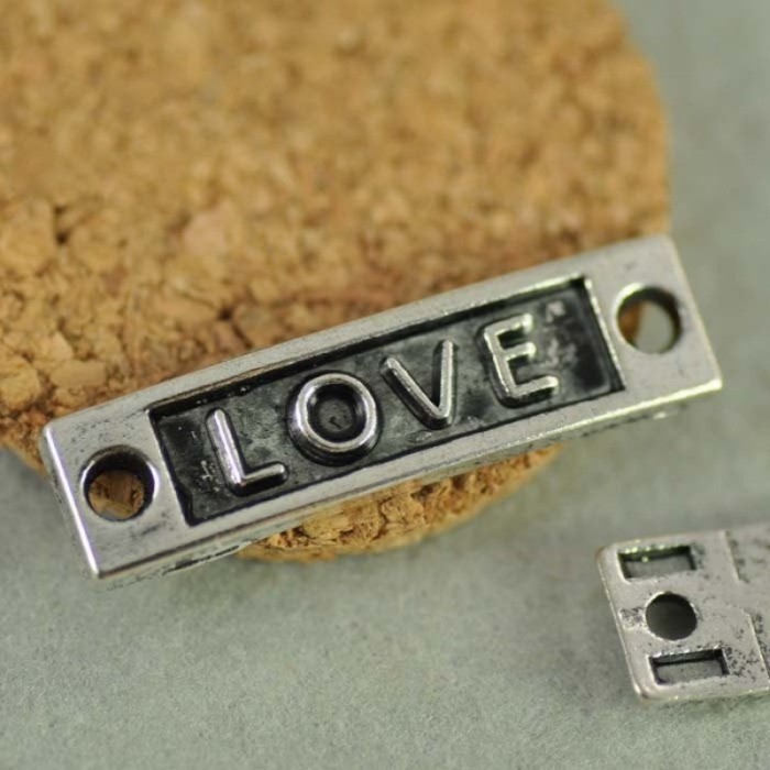 5pcs Antique Tibetan Silver Tone Love Link connector Letter plate(#3010153)