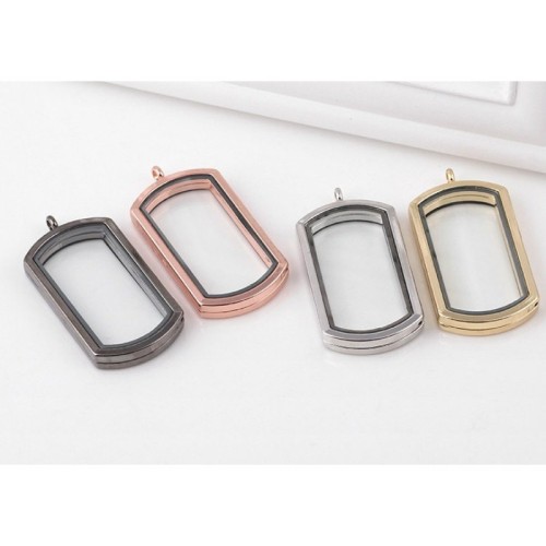 Rectangle Floating Locket, glass locket pendant, Floating glass Lockets, Rectangle Memory locket, Wholesale floating lockets