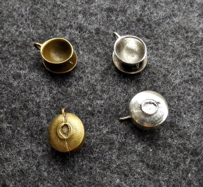 6pcs Antique Bronze Coffee Cup Charms (#3010060)