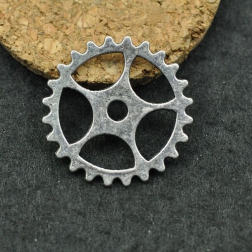 20pcs Antique Silver Gear Wheel Charm Pendants Findings (#3010012)