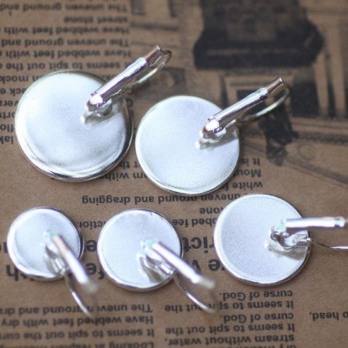 20pcs 14mm Silver bezel Earring Blanks /earring base, earring base settings (3010383)
