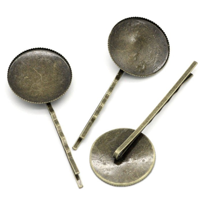 50PCS 18mm 20mm 25mm Bobby Pins Hair Clips with bezel tray, fits 18mm 20mm 25mm round cabochons in bezel tray