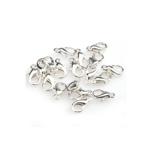 50pcs Silver plated Lobster Clasps 6 x 12mm (#3010062)