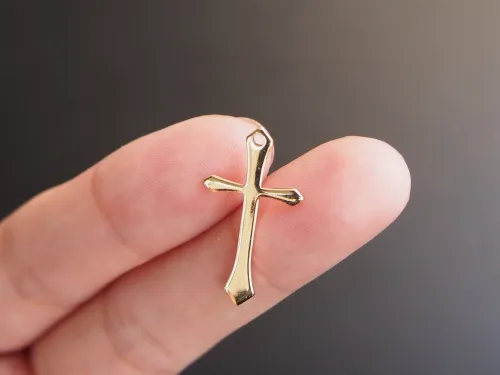 2pcs 24K Gold Color Plated Brass Cross Charm Pendant Spacer bracelet necklace loose bead (#10001094)