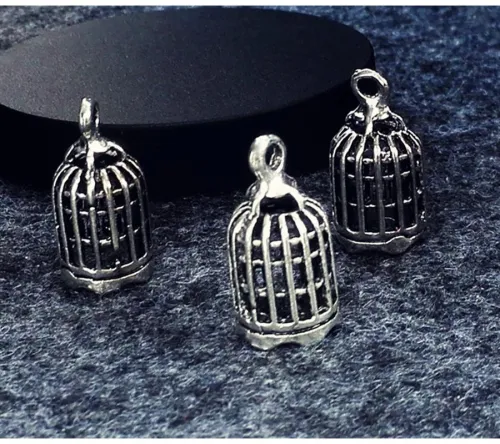 10pcs Antique silver Birdcage Charm Pendants Findings (#3010005)