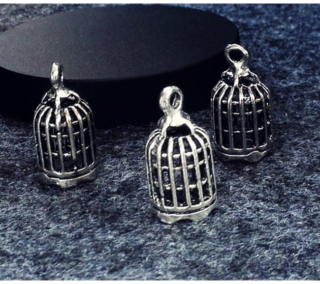 10pcs Antique silver Birdcage Charm Pendants Findings (#3010005)