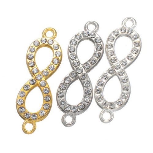 5pcs Antique Gold Love infinity symbol with rhinestone Charms Pendants Findings (#3010041)