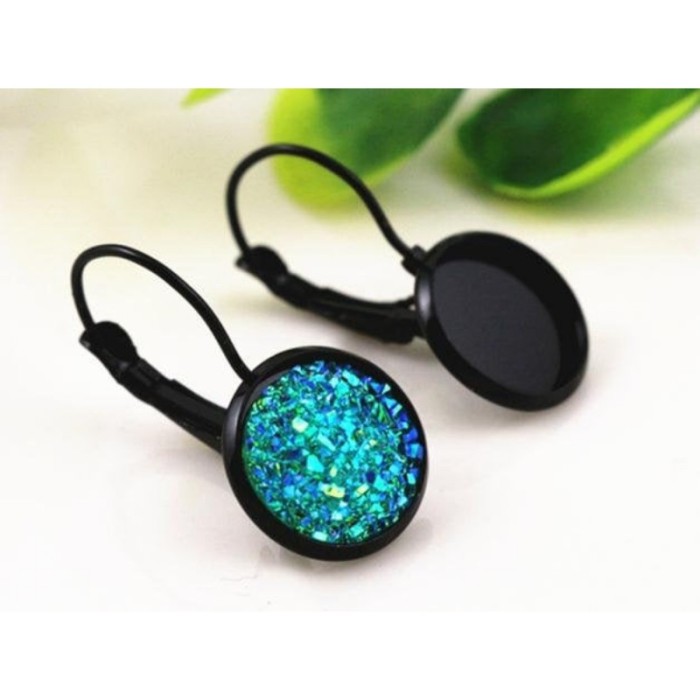 50pcs 316L Stainless Steel Black Vacuum Plated bezel Earring Blanks /earring base, earring base settings, durable color retention