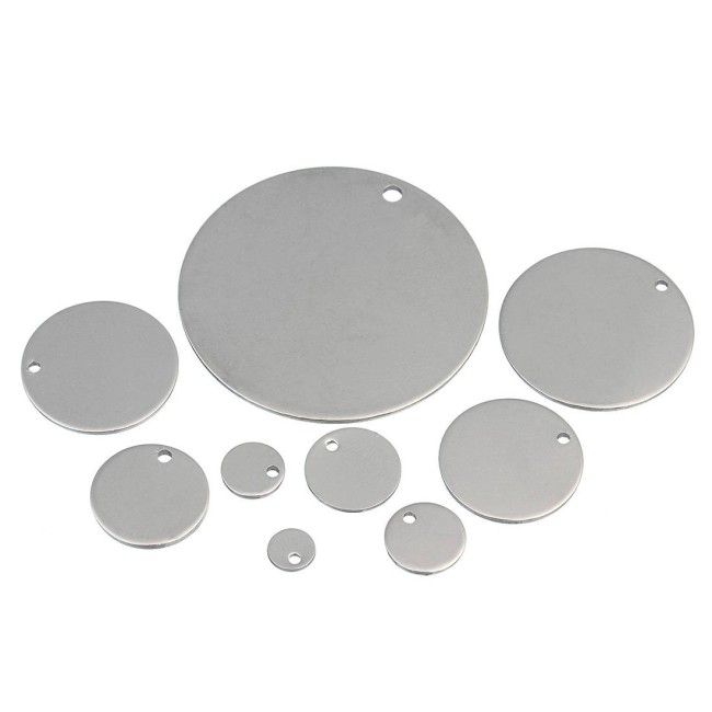 20pcs Round Stamping Blank Charms, Stainless Steel Smooth Stamping Blanks