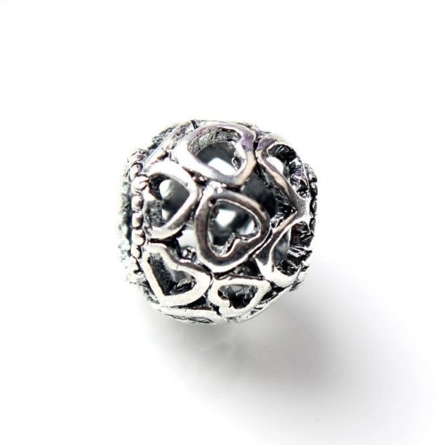 10pcs Heart Hollow European beads, Bead Charms, fits most European charm bracelets bead charm bracelet