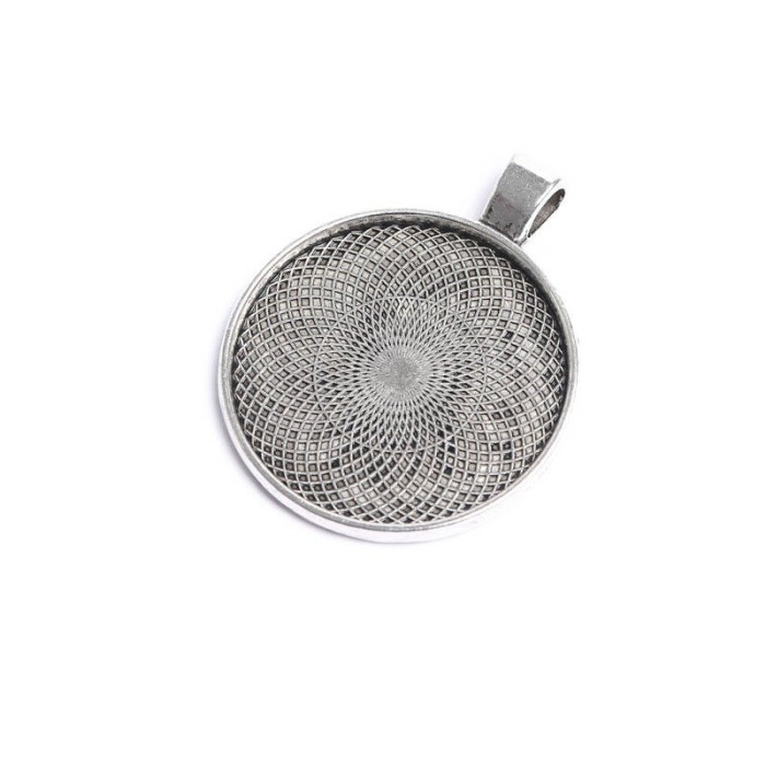 20pcs 30mm Antique Bronze Cabochon Pendant Base, round pendant setting (3020003)