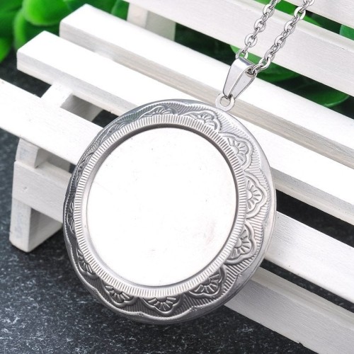 2PCS High Quality Stainless Steel Round Photo Locket 45mm outer size for 31mm settings, Photo Locket Pendant (#50100081)