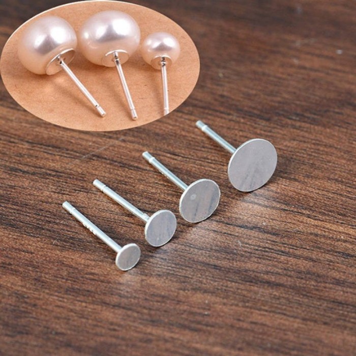 10pcs(5 pair)-925 sterling silver earring studs-3mm,6mm,8mm flat pad- 11mm long