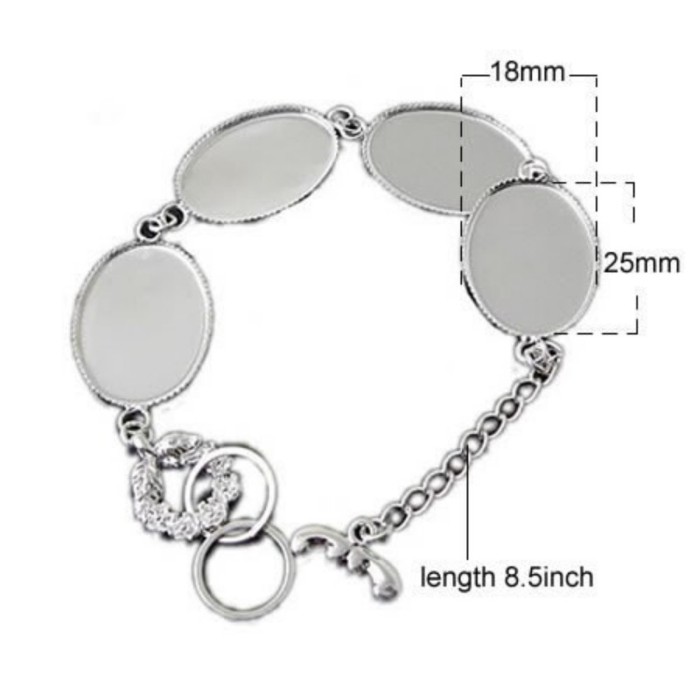 5pcs Bracelet Blanks, 18 x 25mm oval bezel Silver bracelet blanks