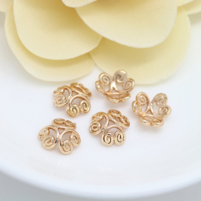 6pcs 6mm 8mm 10mm 24K 24K Gold Color Plated Brass Bead Cap Brass Caps Spacer Charms Jewelry Findings (#10001121)