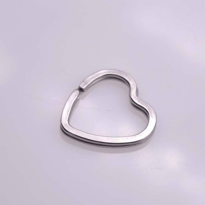 304 stainless steel-Silver Heart Key Ring Findings - Heart Key Chain Split Ring Key Ring - Bulk Lot Wholesale Keychain Findings Supply