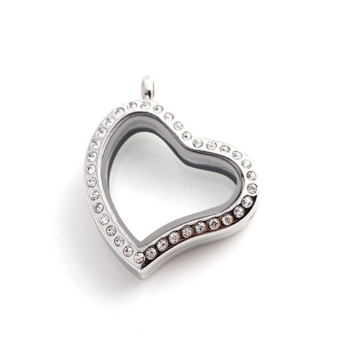 30mm Heart Shape Stainless Steel Floating charm Locket, Memory Glass Locket, Necklace Pendant, Wholesale floating lockets FL003