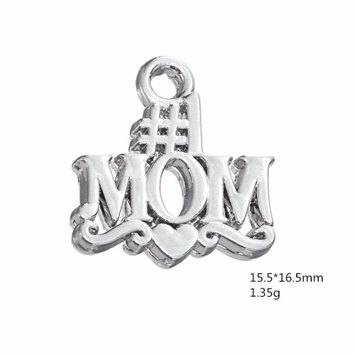 20pcs Antique Tibetan Silver Tone, No.1 MOM Mother's day Charms Pendants Findings