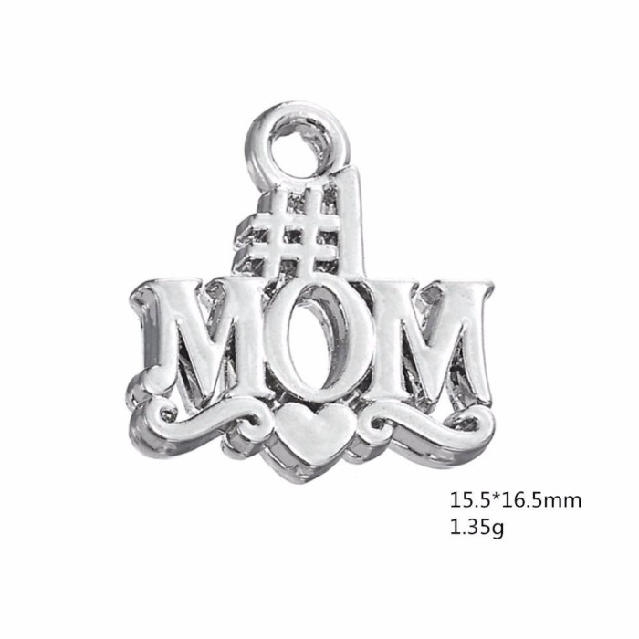 20pcs Antique Tibetan Silver Tone, No.1 MOM Mother's day Charms Pendants Findings