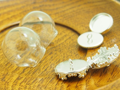 10KiTs -25mm ( 1 inch) Glass Bubble Ball with Bead cap Jewelry Pendant Kit, with Princess Crown Top Necklace Loop 601005b