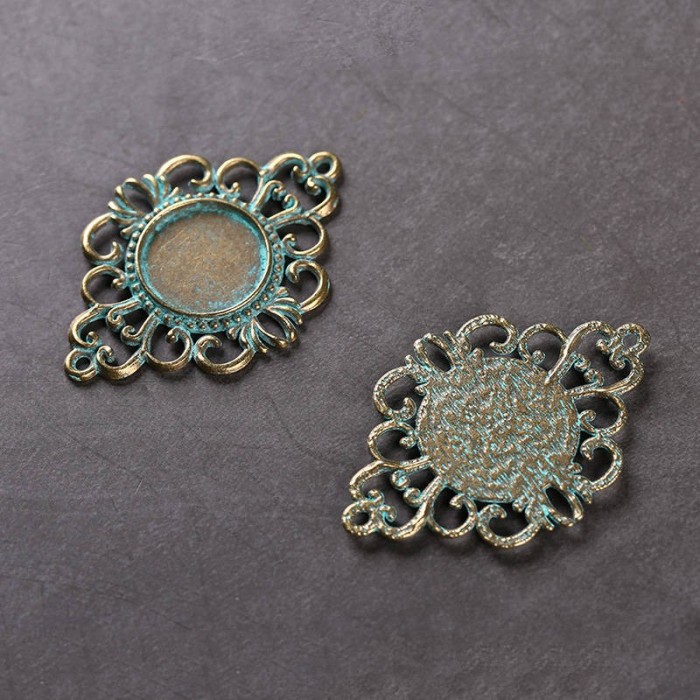 10PCS Verdigris Patina Plated Vintage Zinc Alloy flowers Pendants Charms for Necklace DIY Jewelry Findings,Verdigris Hair Pin
