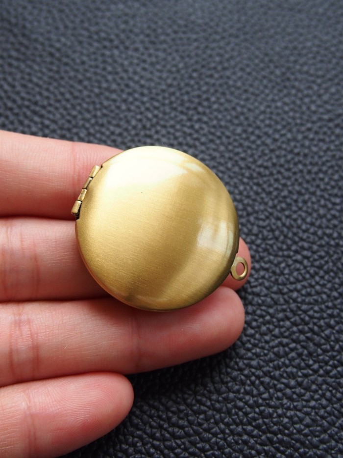 5PCS Round Antique bronze blank photo locket, Photo Locket Pendant (#5010003)