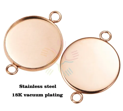 50pcs 8mm 10mm 18mm 20mm 25mm 30mm Stainless steel 18K vacuum plating Settings Base, Bezel Blank Base Setting, Round Cabochon Pendant Base