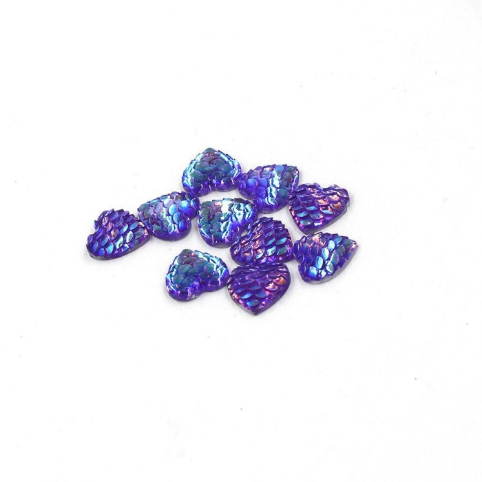 wholesale 100PCS 12mm Blue Fish Scale Cabochons, Mermaid Cabochons, Holographic pendants, silver charm, silver mermaid, dragon skin pendant