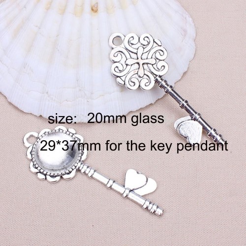 10pcs/lot (glass 20mm)Antique bronze Metal Zinc Alloy Trendy Round Cabochon Pendant Settings + Clear Glass Cabochons for DIY