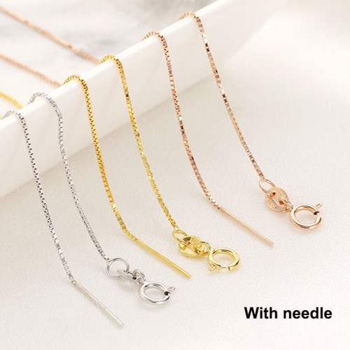 Sterling silver box chain with needle path necklace accessories diy necklace wear round bead necklace