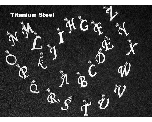 Titanium Steel Alphabet necklace,18K Platinum Color Plated Alphabet DIY Charms Pendant Jewelry Making Findings Gifts Accessories