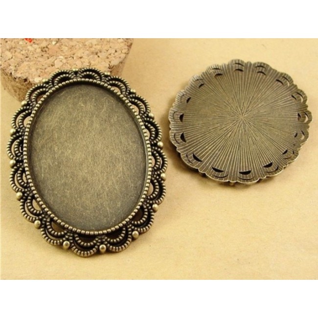 10pcs 40 x 30mm Antique Bronze Cabochon Pendant Base, Oval pendant setting, Oval Pendant Trays, Bezel Cabochon Settings S001932
