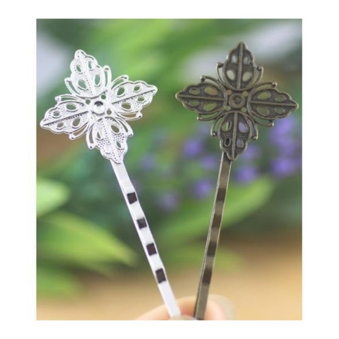 10PCS Blank Flower Hair Pins, brass Hair Clip, Blank Hair Clip Barrette, Hair pin Blank with 20mm Flower Pad