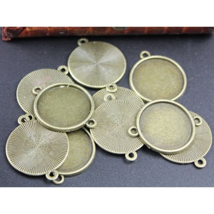 DIY Antiqued Bronze Round Cameo Cabochon Base Setting Necklace Pendant Tray Jewelry Blanks 30PCS