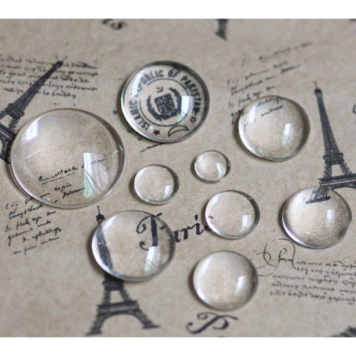 50pcs 25mm 30mm 35mm Round Crystal Clear Glass Cabochon Tiles for base Pendants (3010369)
