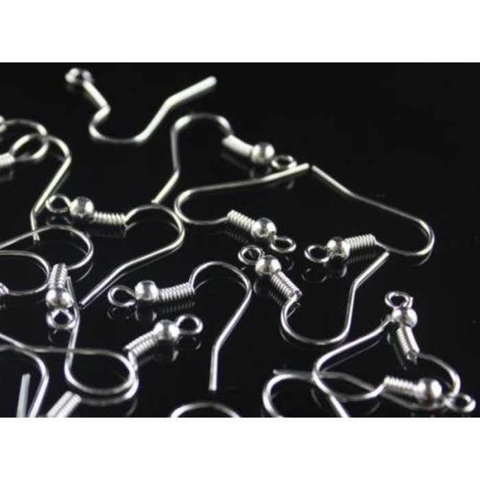 20 pairs Earring hooks, 316 Stainless steel Fish Hook with Spring & Bead for earrings