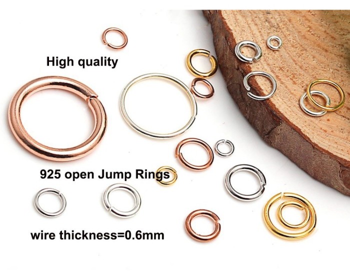 High quality 925 Sterling silver Jump Rings, Opened Jump rings soldered, Round,0.6mm wire thickness,2.5mm 3mm 3.5mm 4mm 4.5mm