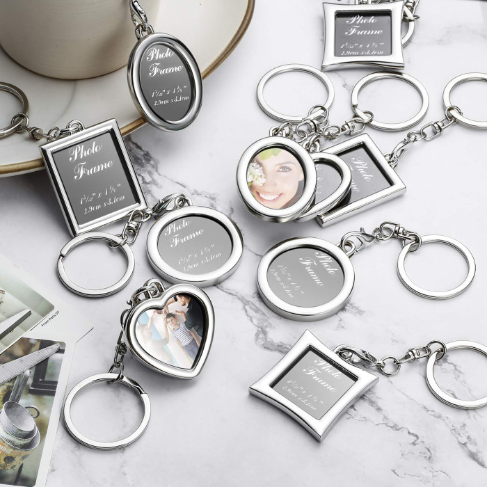 10 Pieces Photo Frame Keychain Metal Frame Keychain, Picture Frame Keyring, Keychain with Locket Photo Frame for Birthday, Wedding Gifts