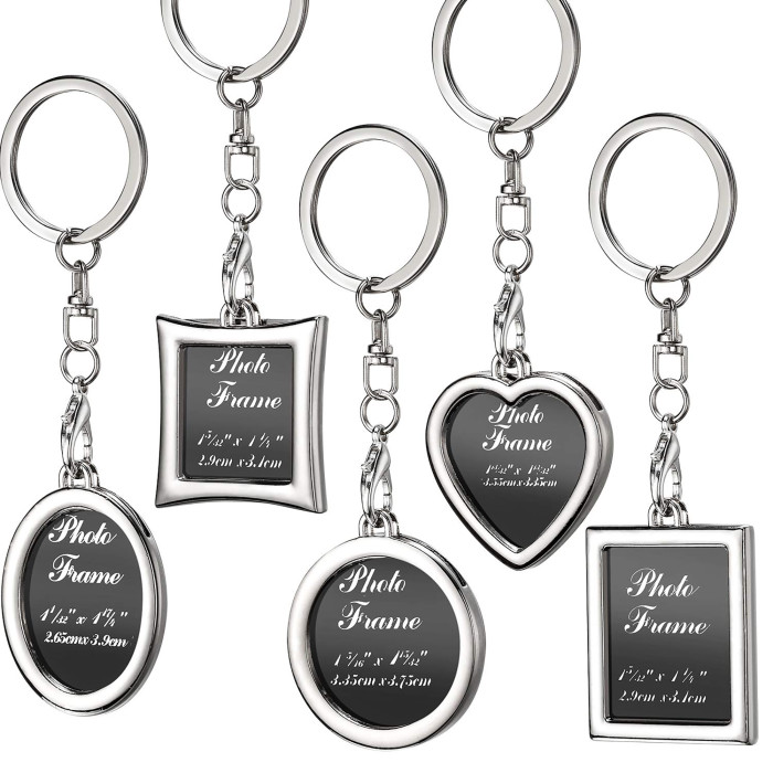 10 Pieces Photo Frame Keychain Metal Frame Keychain, Picture Frame Keyring, Keychain with Locket Photo Frame for Birthday, Wedding Gifts