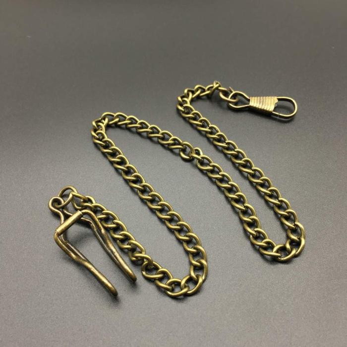 Denim chain，Unisex Retro Antique Gift Pocket Chain Watch Holder Necklace Jean Belt Decor Black