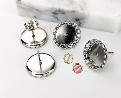 20pcs 6mm 8mm 10mm 12mm 14mm 316L Stainless Steel bezel Earring Blanks /earring base, earring base settings
