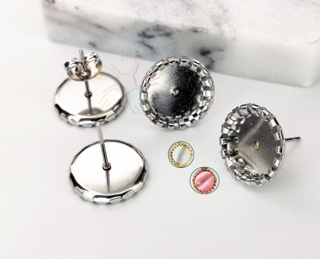 20pcs 6mm 8mm 10mm 12mm 14mm 316L Stainless Steel bezel Earring Blanks /earring base, earring base settings