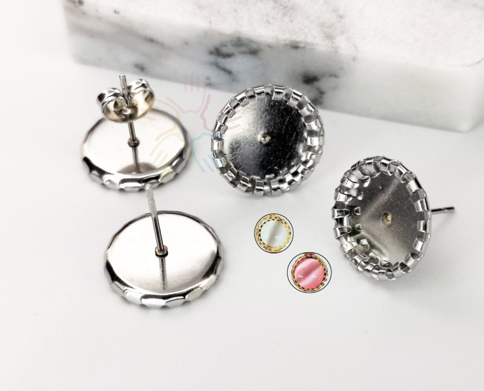 20pcs 6mm 8mm 10mm 12mm 14mm 316L Stainless Steel bezel Earring Blanks /earring base, earring base settings