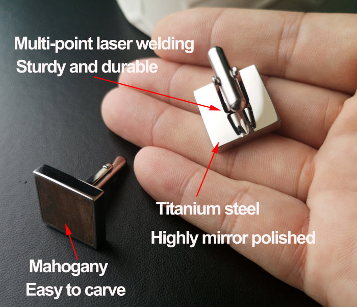 20mm Square cufflinks blank- Titanium steel Wooden Retro Style Cufflinks Mirror polishing,Agate cufflinks,DIY Jewelry,custom cufflinks