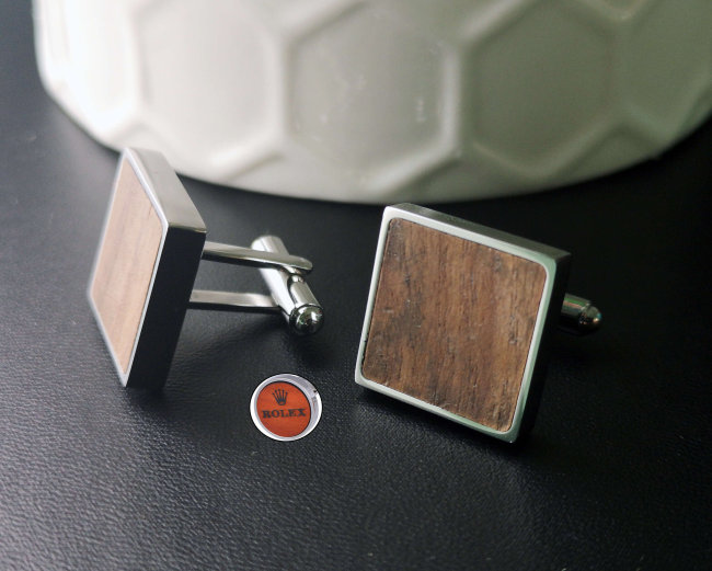 20mm Square cufflinks blank- Titanium steel Wooden Retro Style Cufflinks Mirror polishing,Agate cufflinks,DIY Jewelry,custom cufflinks