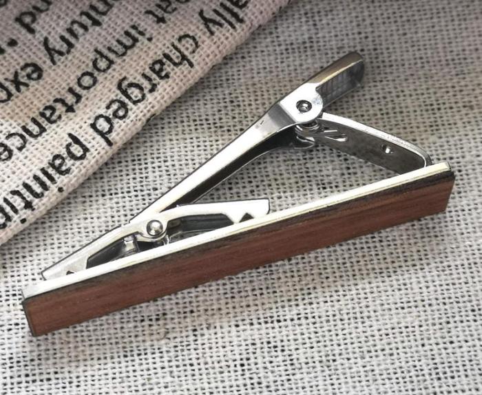 Tie clips blank-High quality Titanium steel /Wooden Retro Style Tie Bar For Mens Tie clips High-grade Clamp Business Wedding Tie Clip