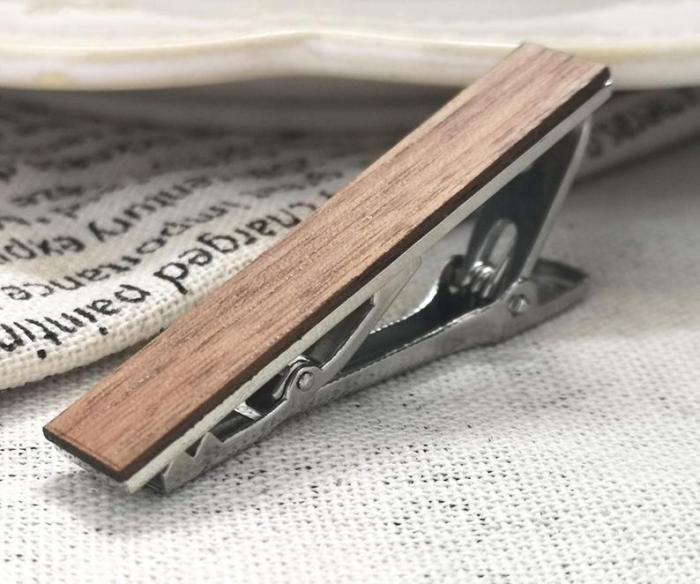 Tie clips blank-High quality Titanium steel /Wooden Retro Style Tie Bar For Mens Tie clips High-grade Clamp Business Wedding Tie Clip